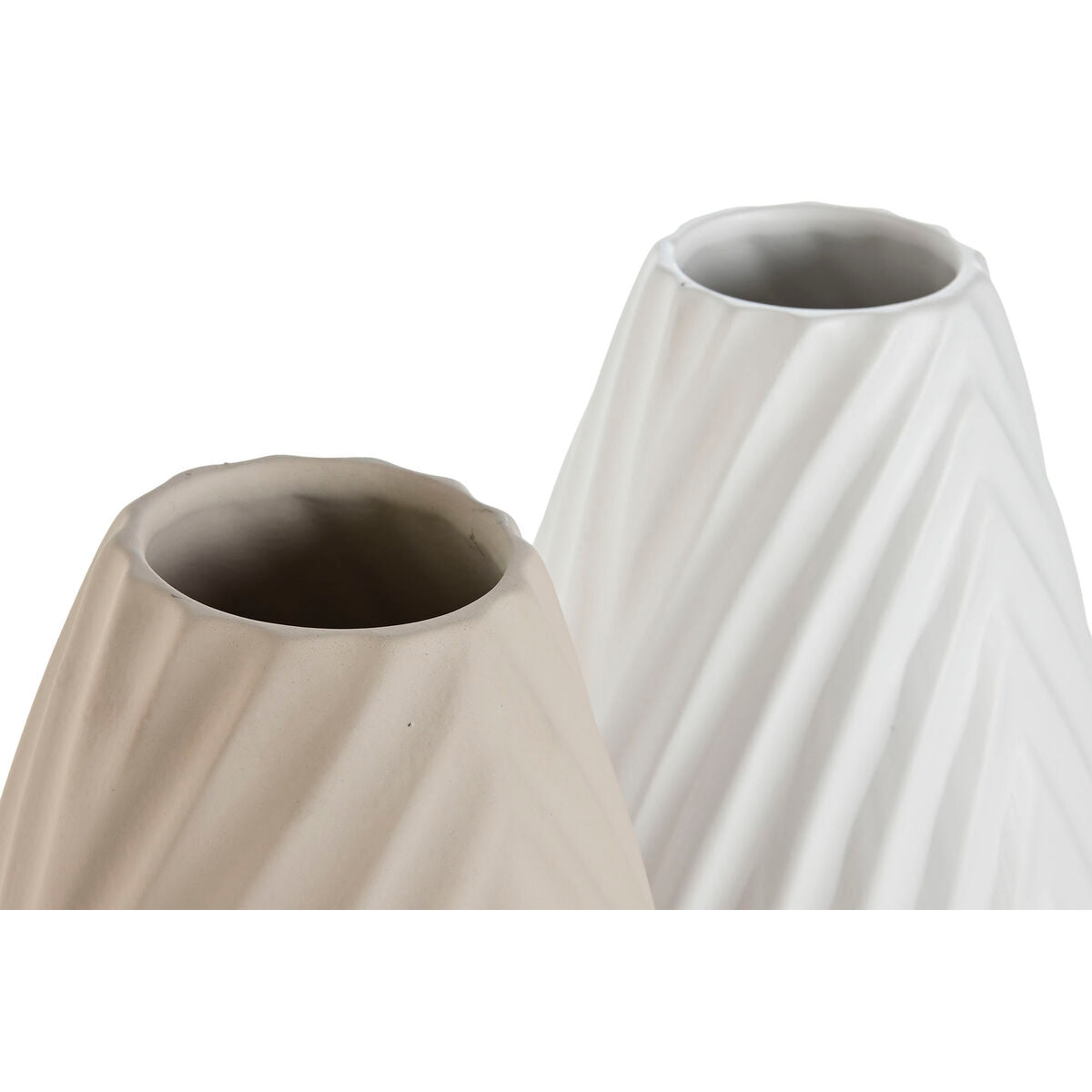 Vase Home ESPRIT Weiß Beige Stoneware Traditional style 24 x 24 x 41 cm (2 Einheiten)