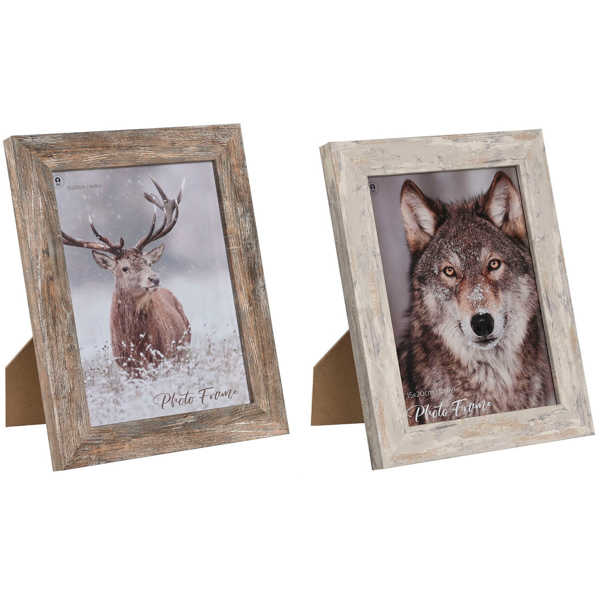 Photo frame Home ESPRIT Weiß Natural Crystal polystyrene Scandinavian 19,5 x 2 x 24,5 cm (2 Stück) – Produktbild 1