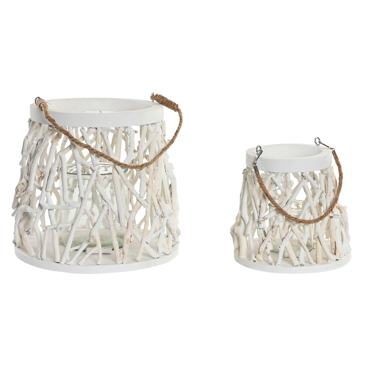 Candleholder Home ESPRIT Weiß Holz Crystal 35 x 35 x 32 cm (2 Stück) – Produktbild 1