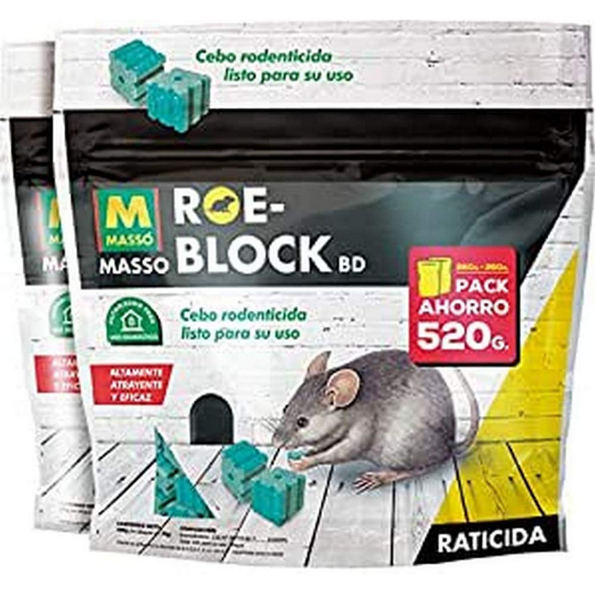 Rat Poison Massó Roe-Block 520 g 260 gr + 260 gr – Produktbild 1