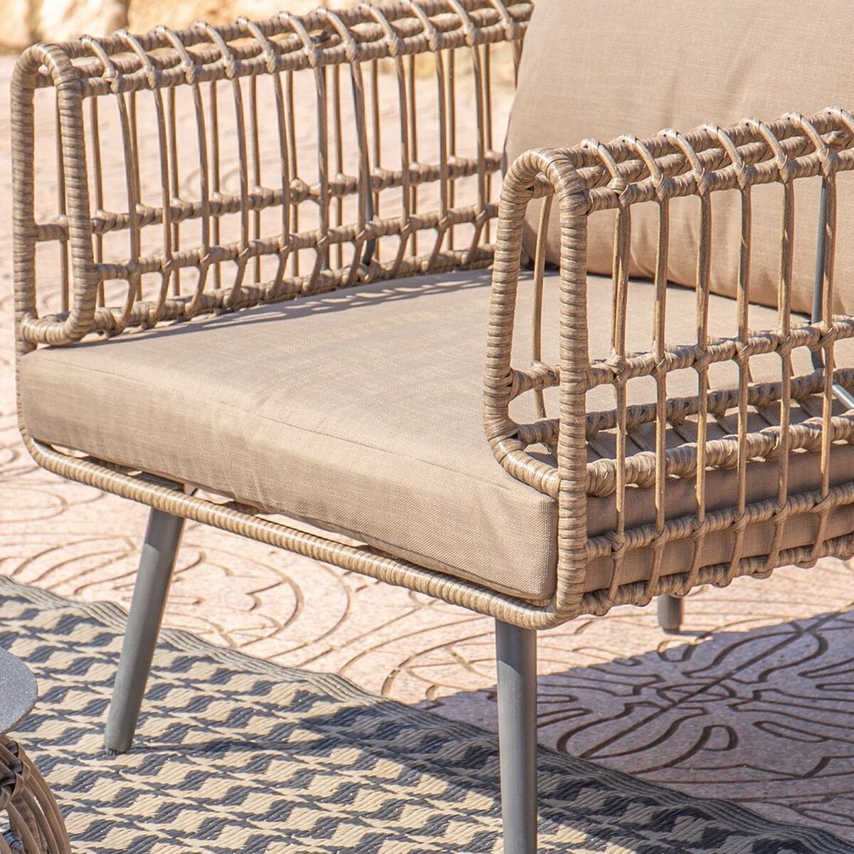 2-Sitzer-Sofa Ariki Stahl Rattan Kunst-Rattan