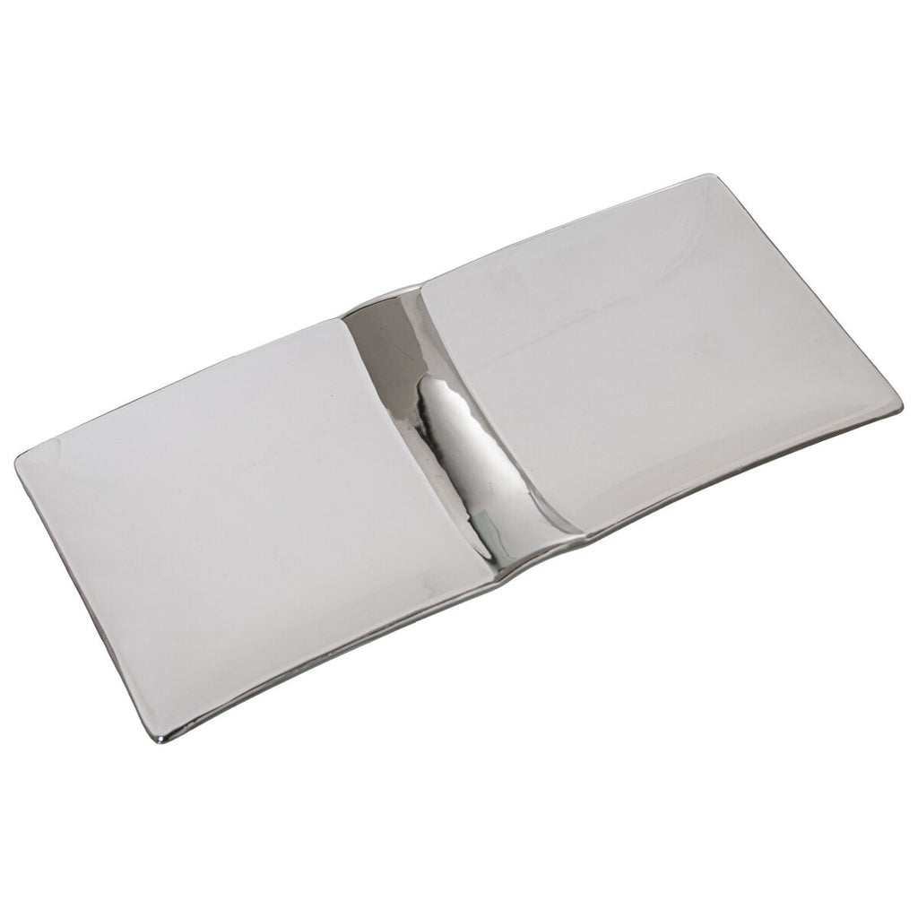 Alexandra House Living Centerpiece Weiß Silber Keramik – 31 x 14 x 3 cm