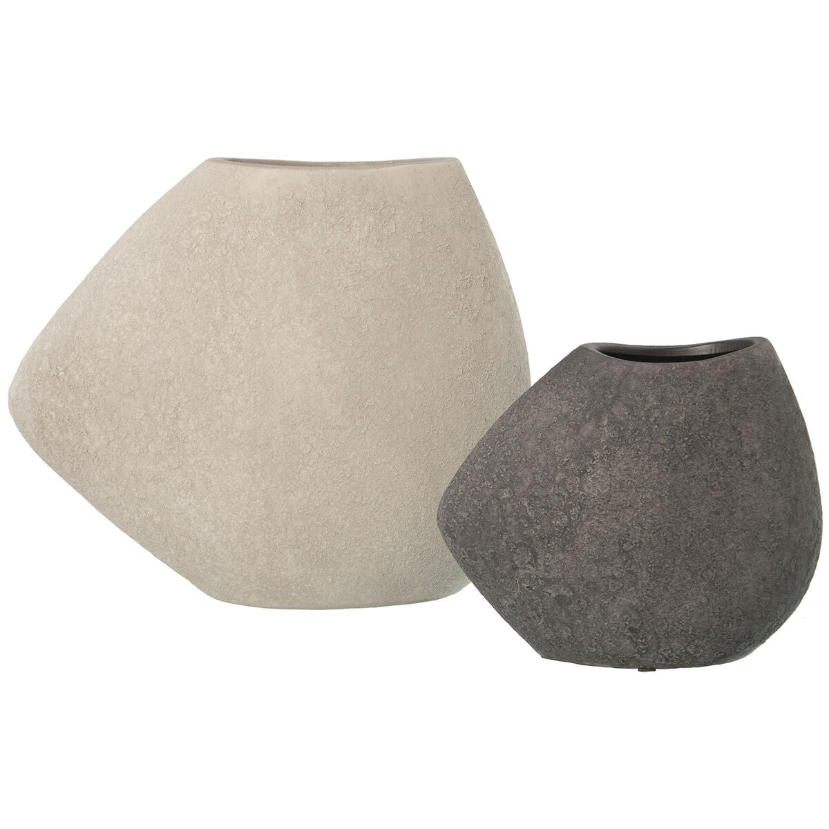 Set of 2 Vases Alexandra House Living Weiß Grau Ceramic 22 x 20 x 13 cm – Produktbild 1