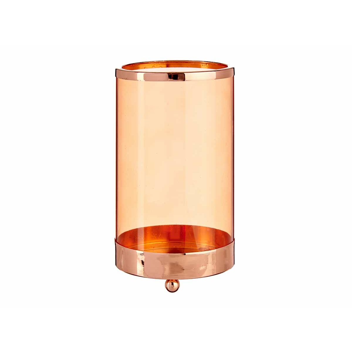 Candleholder Copper Amber Cylinder Metall Glass (9,7 x 16,5 x 9,7 cm) – Produktbild 1