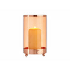 Candleholder Copper Amber Cylinder Metal Glas (9,7 x 16,5 x 9,7 cm)
