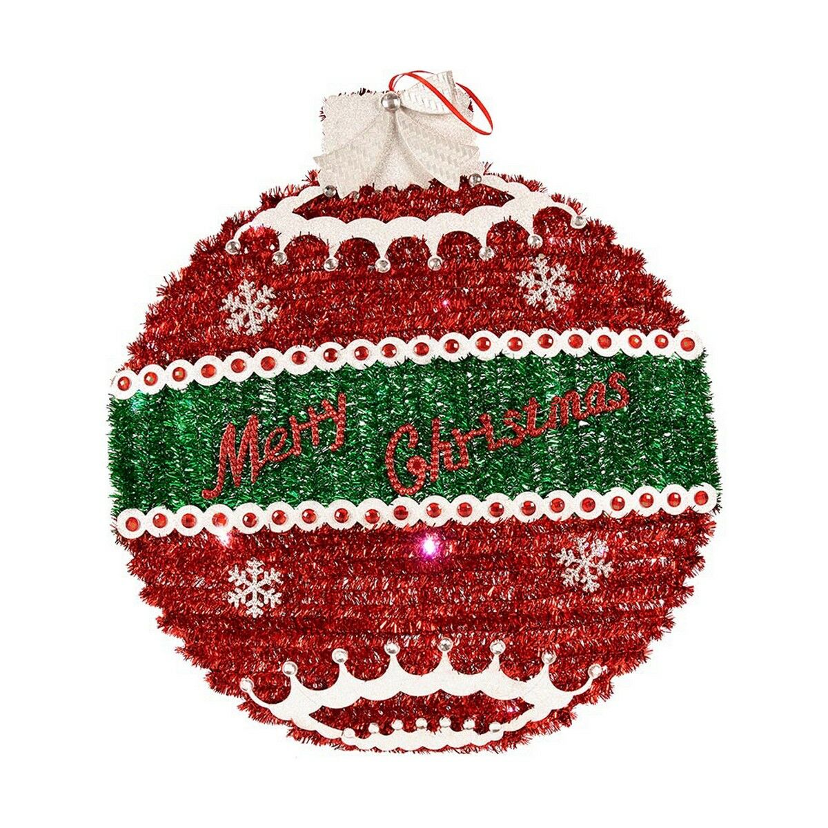 Christmas Bauble Krist+ Weiß Rot Silberfarben polypropylene PET Kunststoff LED Light – Produktbild 1