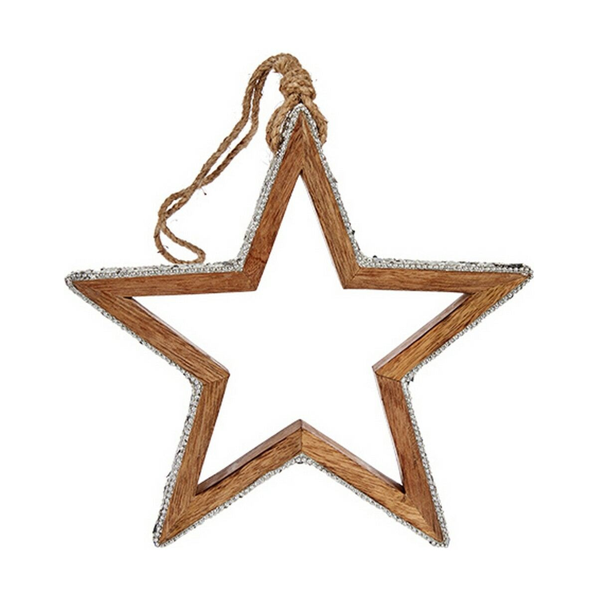 Krist+ Weihnachtskugel Silber Holz Glitter Star Shape