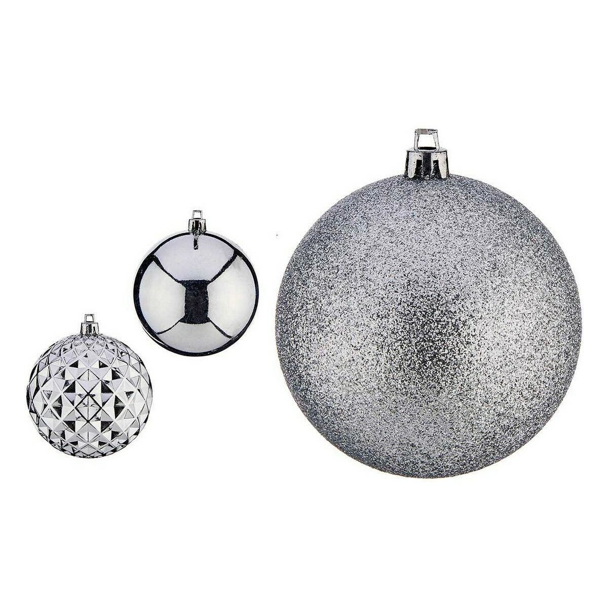 Christmas Baubles Krist+ Silberfarben PVC Ø 8 cm 3 Stück – Produktbild 1