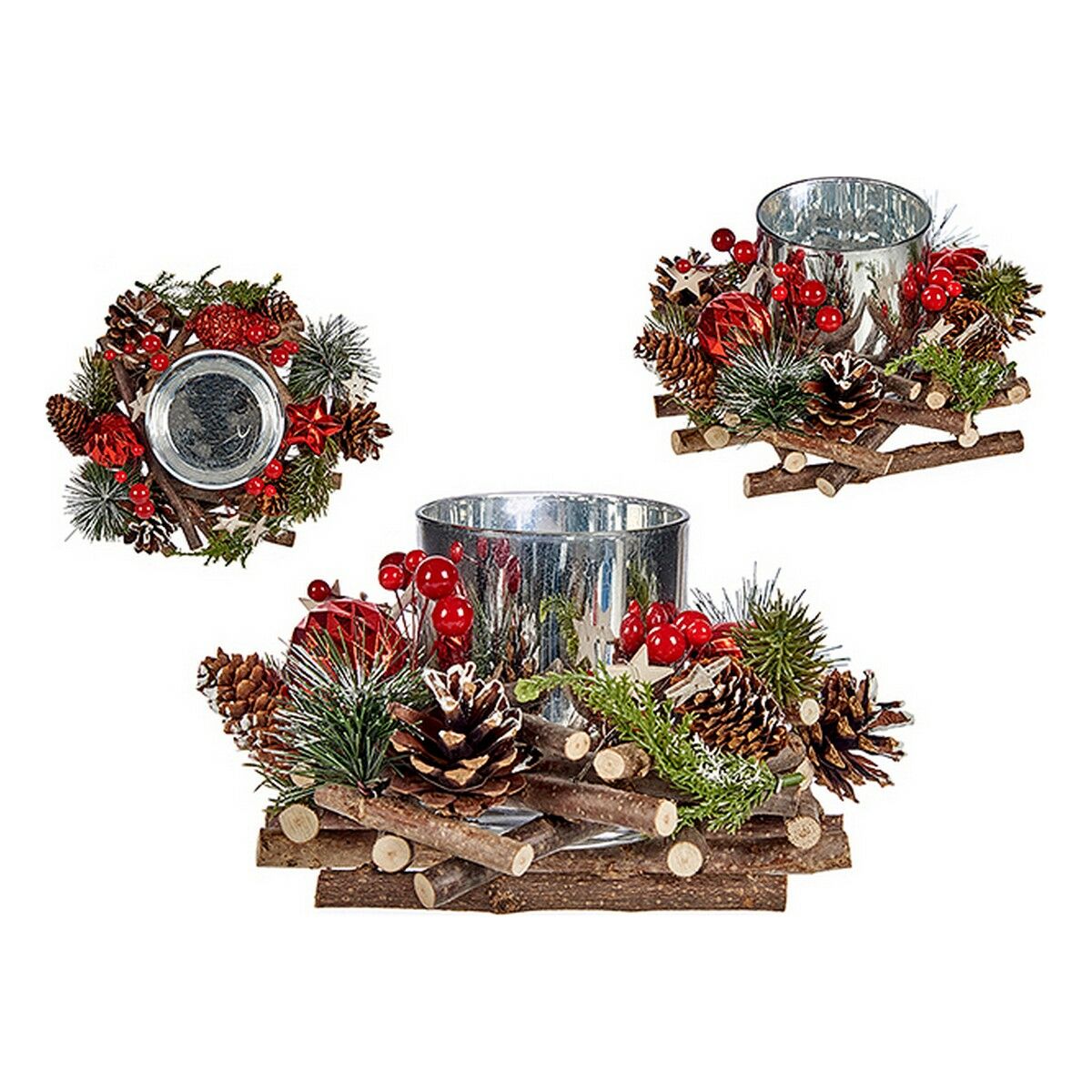 Krist+ Weihnachtskerze Halter Rot Grün Silber Natur
