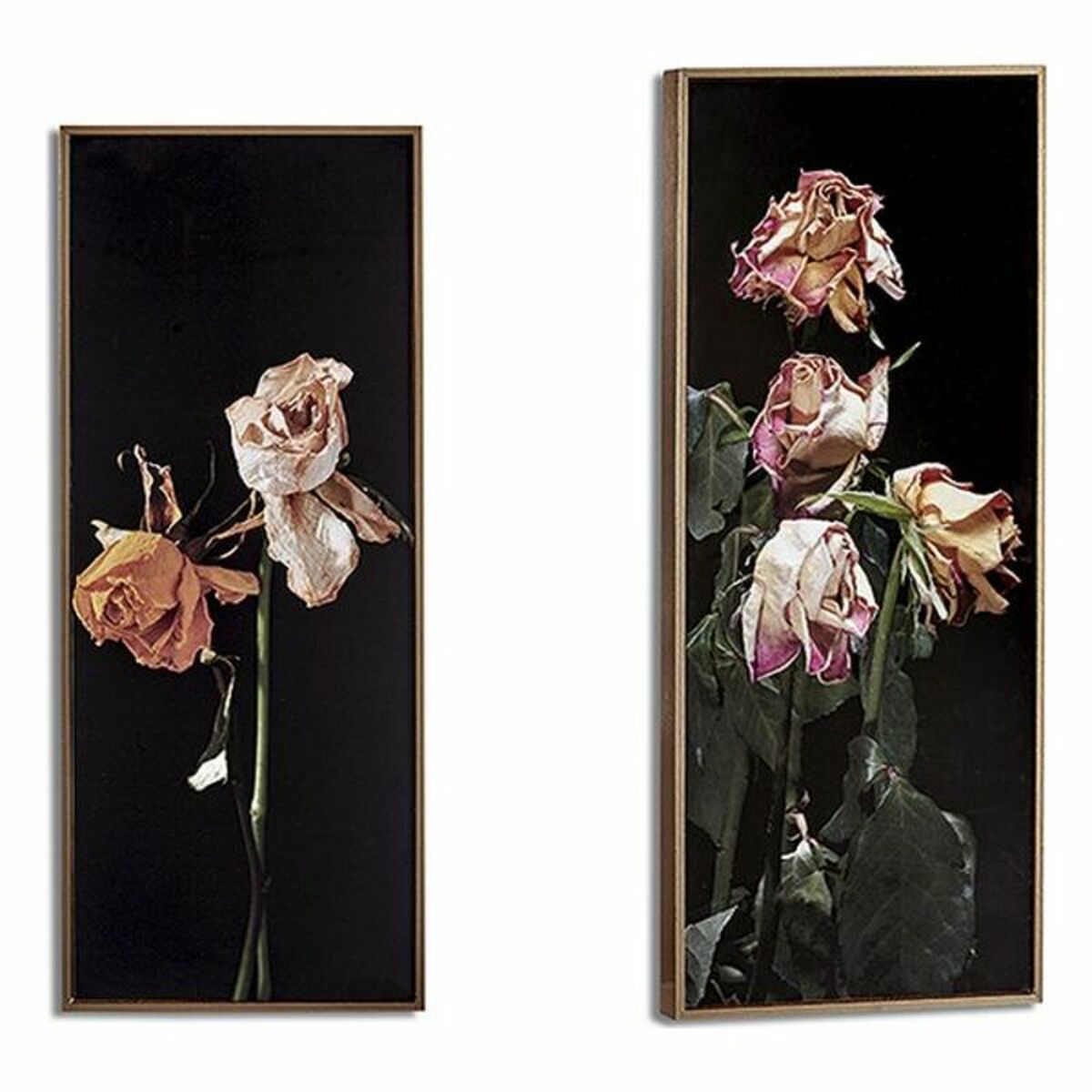 Gift Decor Bild Schwarz Gold Particleboard Blumen