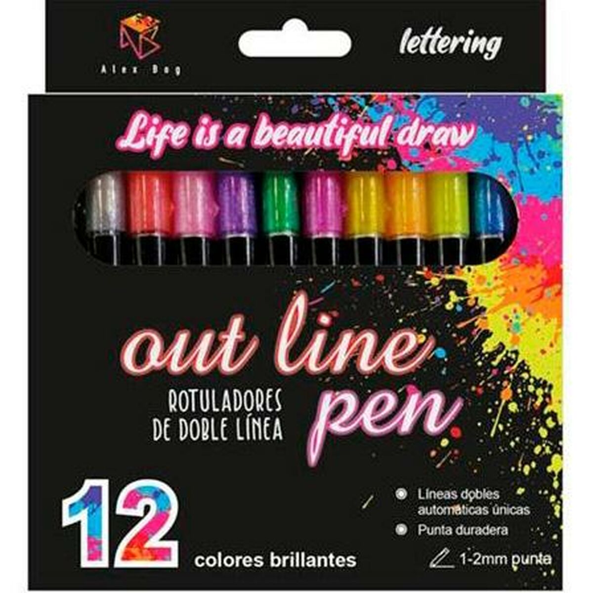 Set of Felt Tip Pens Alex Bog Outliner Mehrfarbig 12 Teile Cake – Produktbild 1