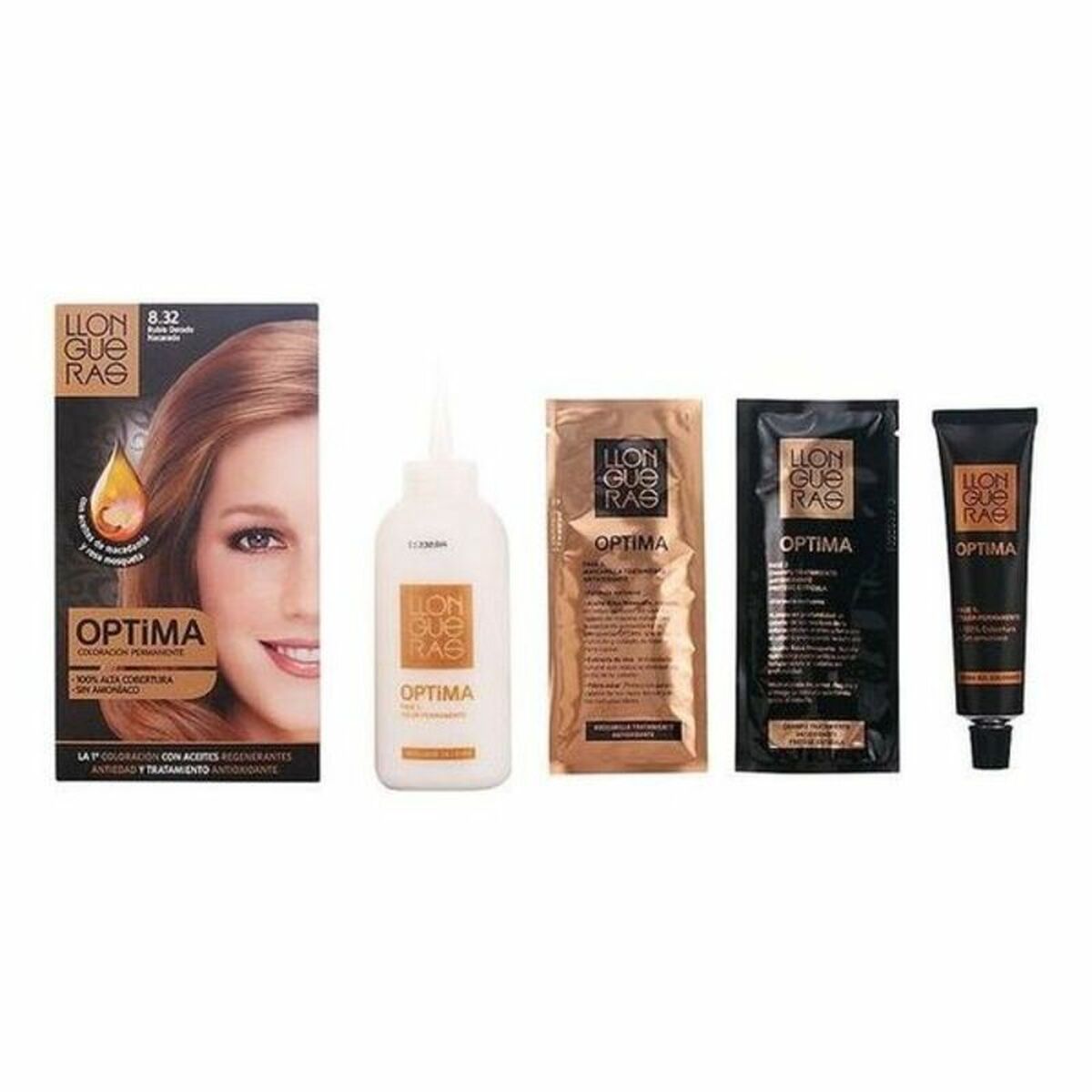 Dye No Ammonia Llongueras Optima Nº 8.32-Light Blond Natural (1 Stück) – Produktbild 1