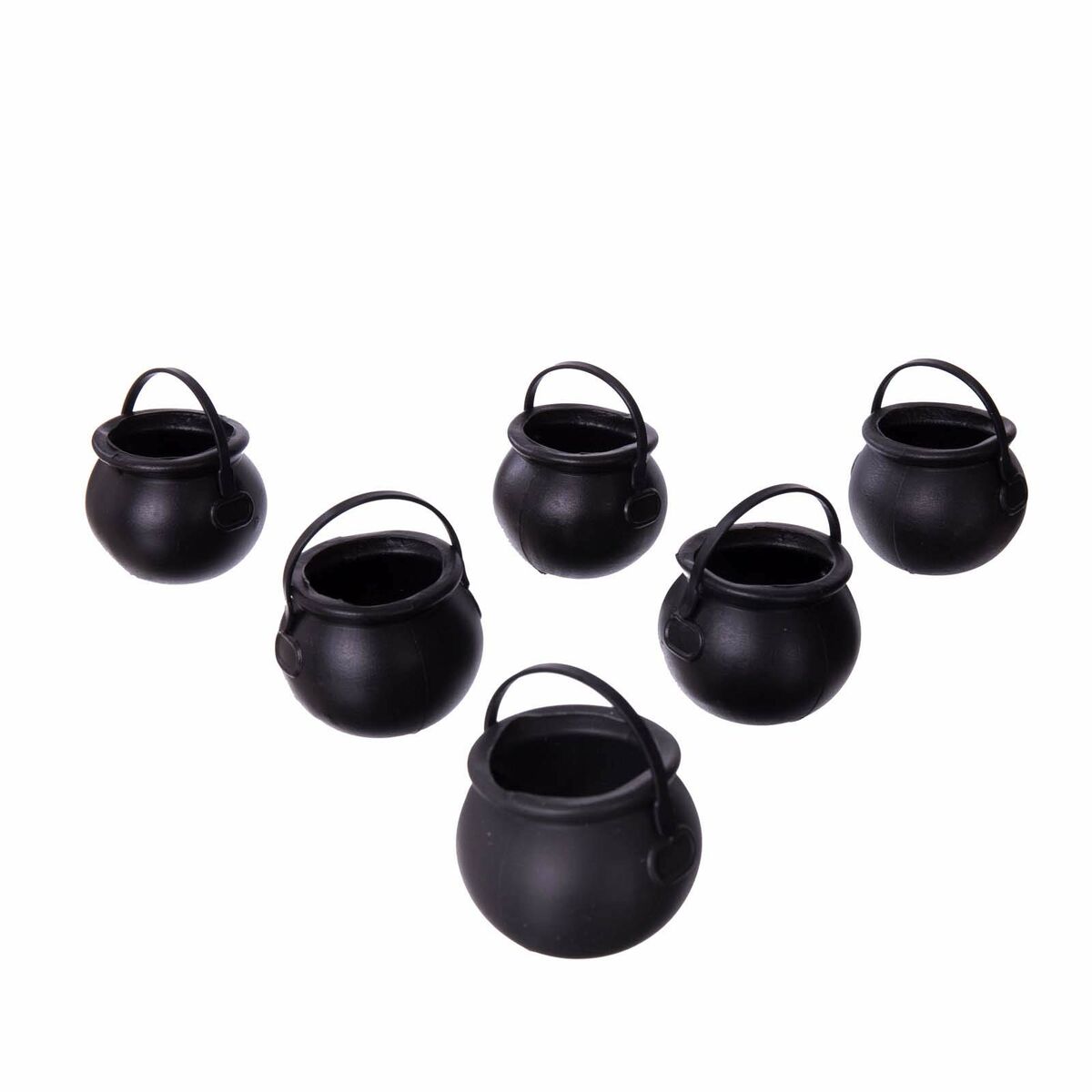 Halloween Decorations My Other Me Mini Cauldrons Schwarz With handles (6 uds) (5 x 7 x 7 cm) – Produktbild 1