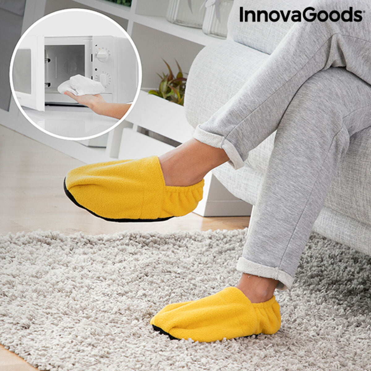 Microwavable Heated Slippers InnovaGoods Mustard – Produktbild 2