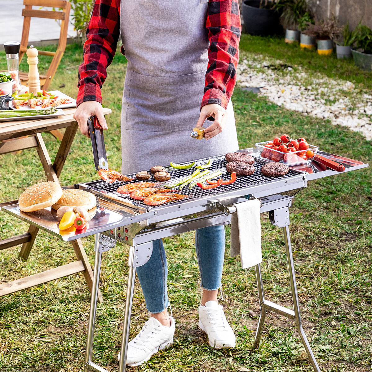 Stainless Stahl Foldable Charcoal BBQ ExelQ InnovaGoods – Produktbild 1