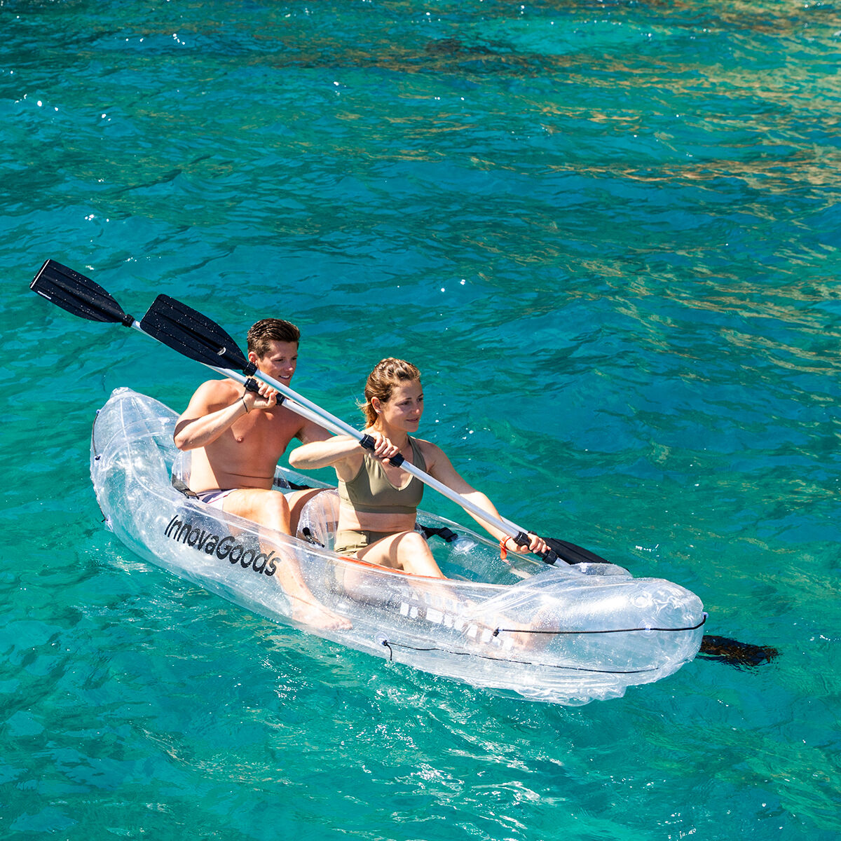 Inflatable Transparent Kayak with Accessories Paros InnovaGoods 312 cm 2 places – Produktbild 1
