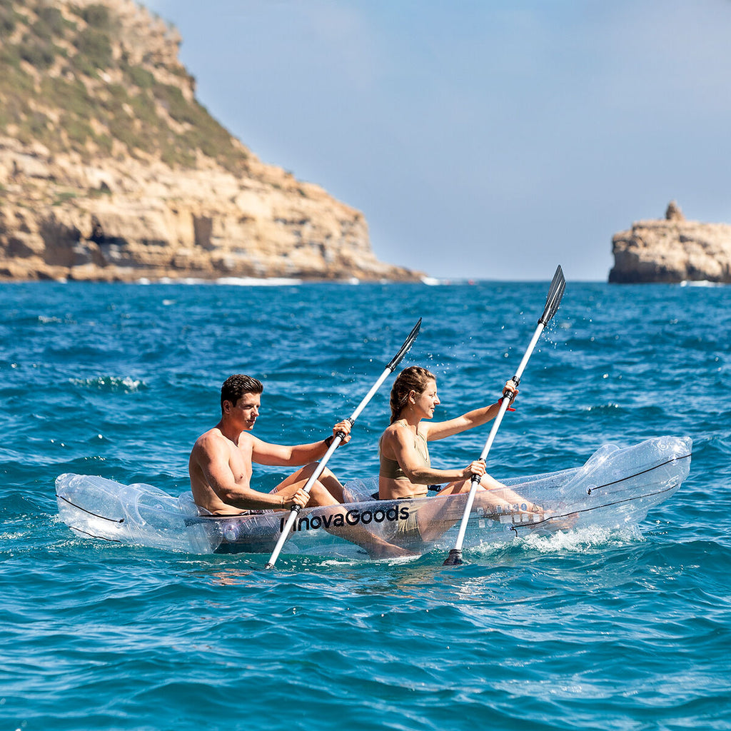 InnovaGoods Aufblasbares transparentes Kajak mit Zubehör Paros 312 cm 2 Personen