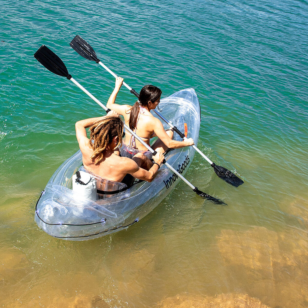 InnovaGoods Aufblasbares transparentes Kajak mit Zubehör Paros 312 cm 2 Personen