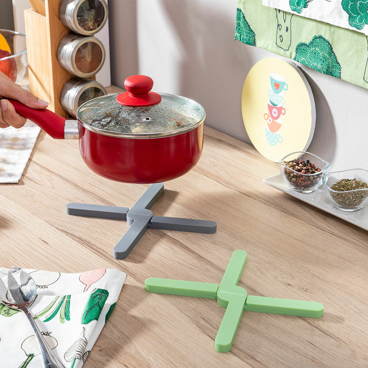 Individual Klappbar Silicone Trivet Folvet InnovaGoods 2 Stück – Produktbild 1