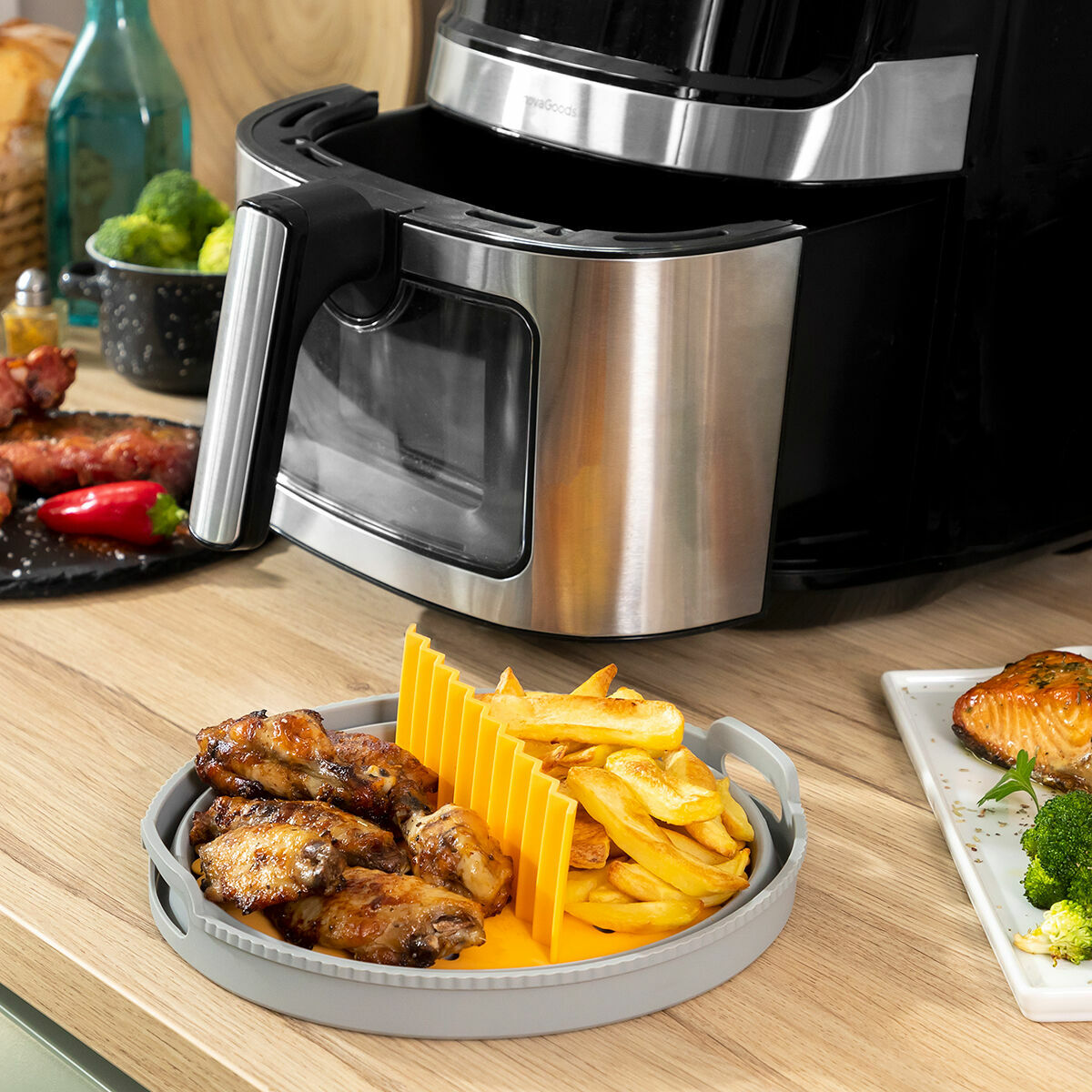 InnovaGoods Klappbar Silikon Korb für Heißluftfritteuse Fliynner