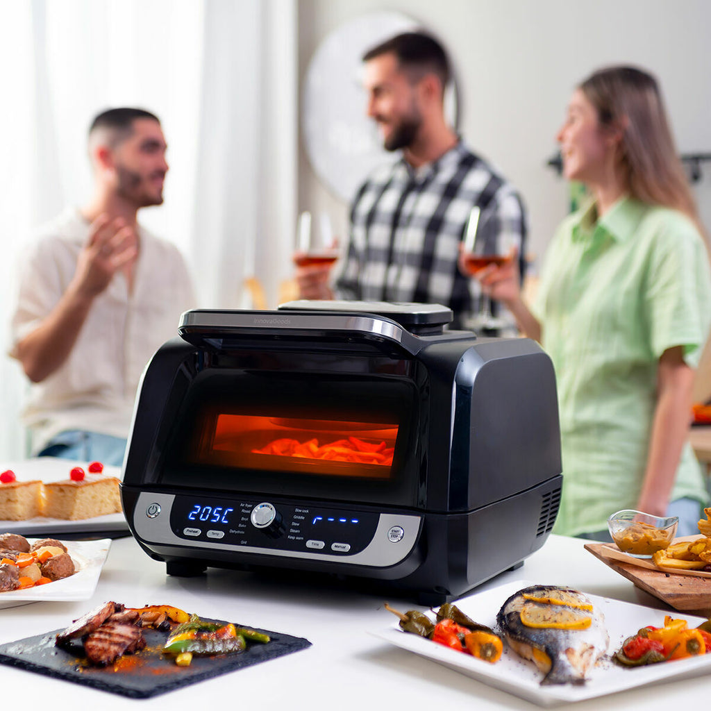 InnovaGoods Heißluftfritteuse mit Grill, Zubehör & Recipe Book Fryinn 12-in-1 6000 Schwarz