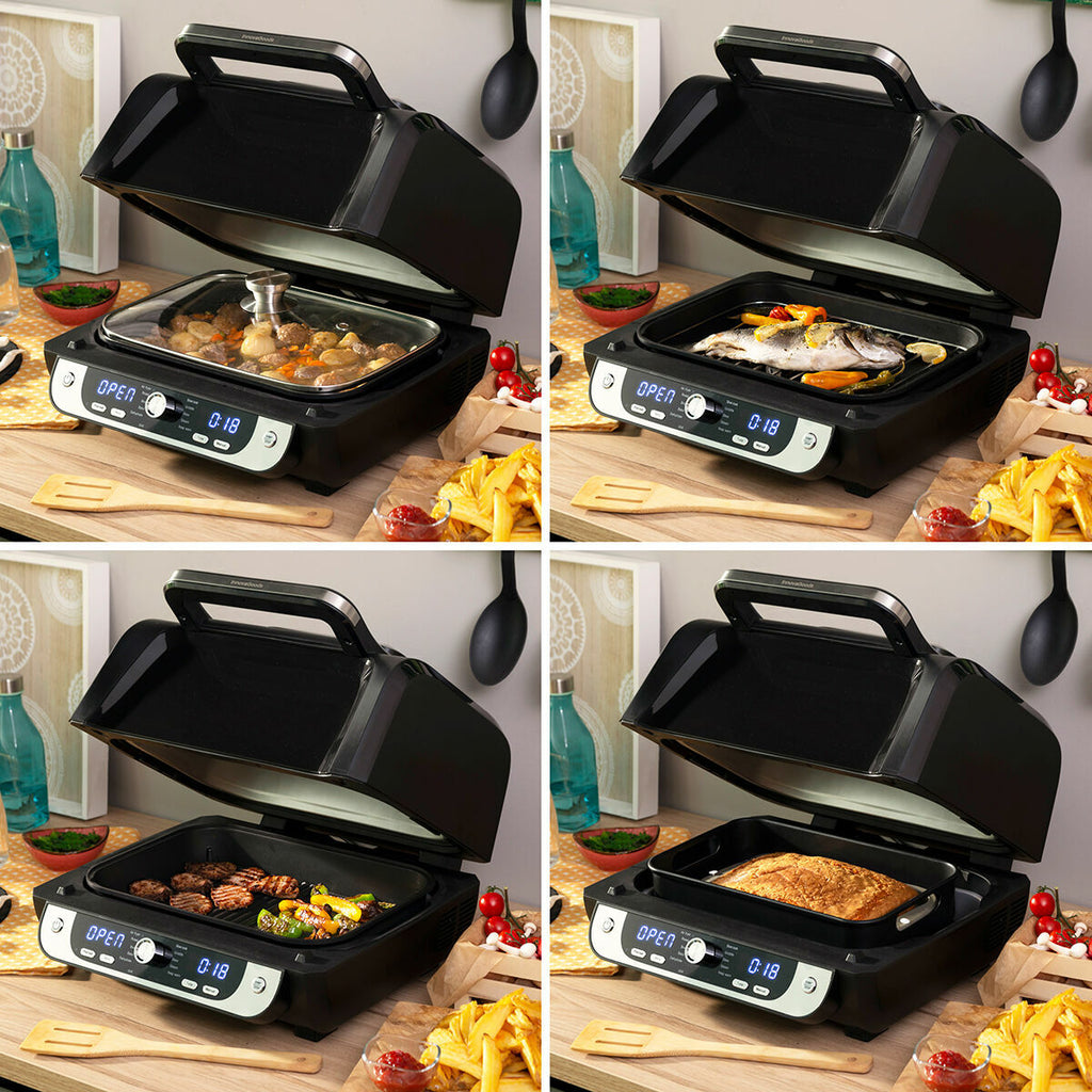 InnovaGoods Heißluftfritteuse mit Grill, Zubehör & Recipe Book Fryinn 12-in-1 6000 Schwarz