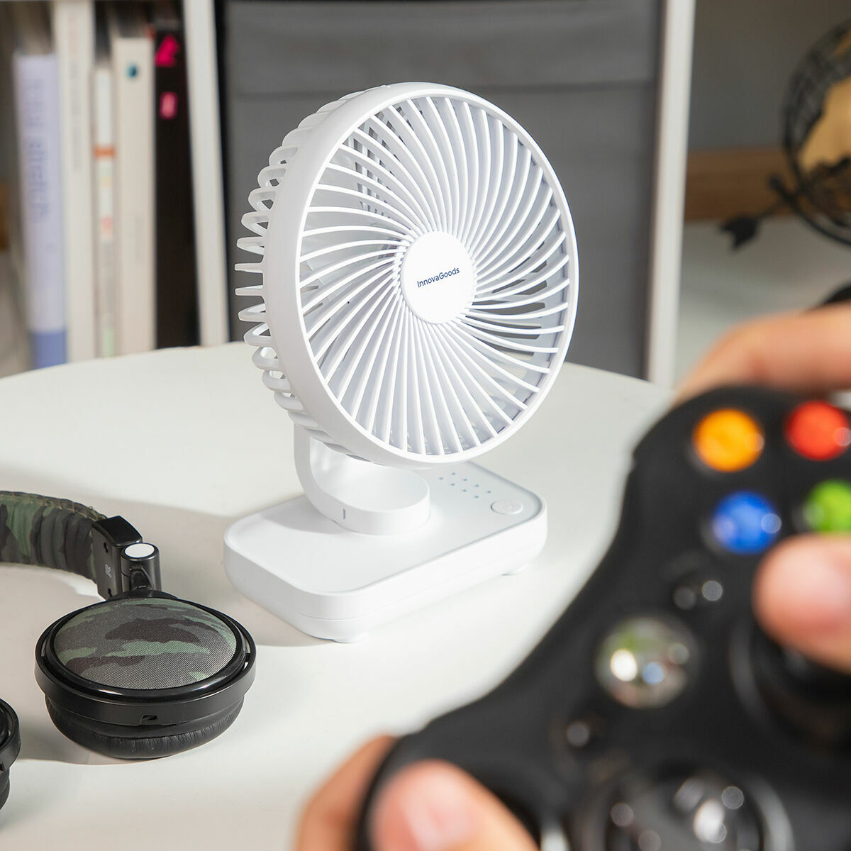 Wiederaufladbar Desk Ventilator Fanrec InnovaGoods Ø5,4'' 3600 mAh / 13,3 W