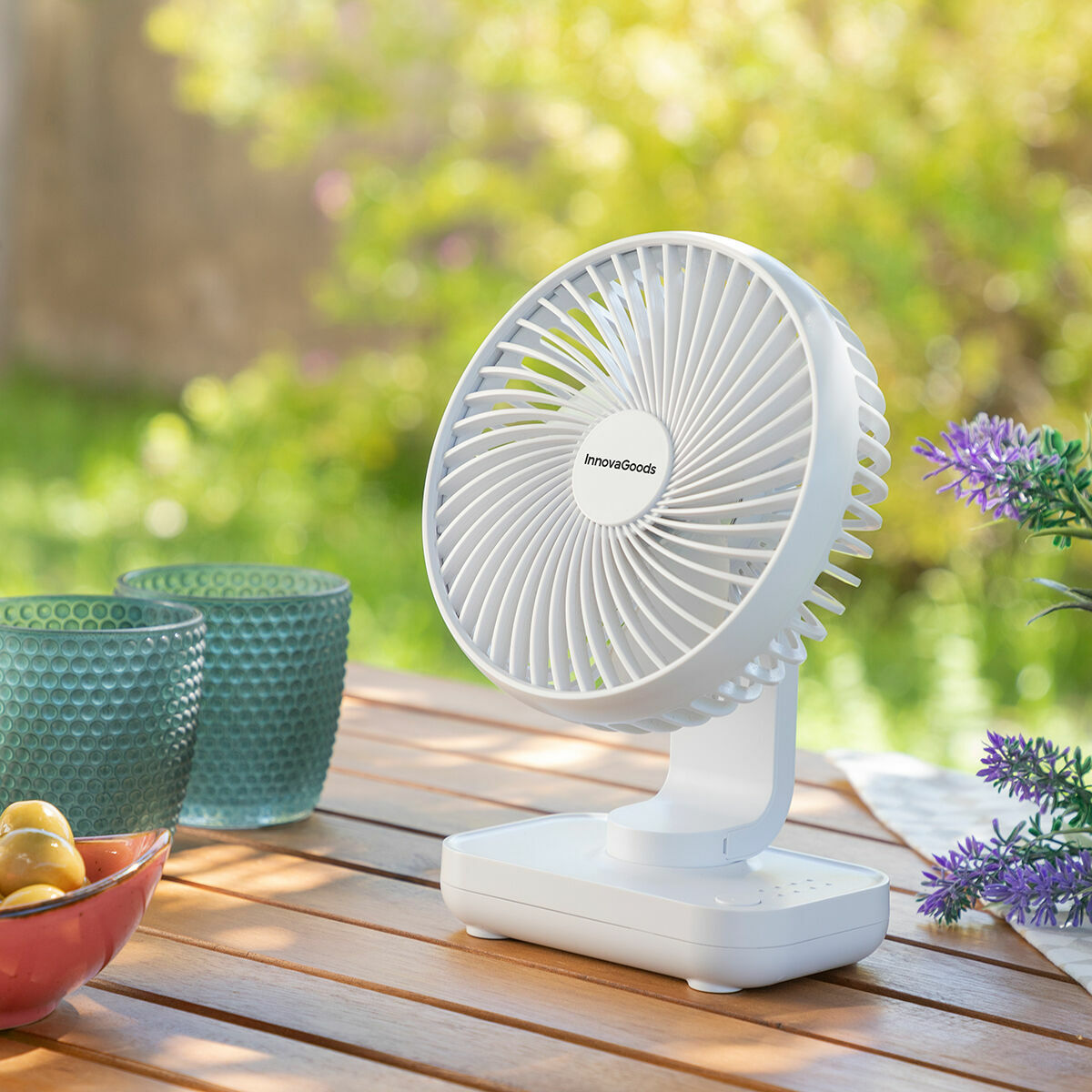 Wiederaufladbar Desk Ventilator Fanrec InnovaGoods Ø5,4'' 3600 mAh / 13,3 W