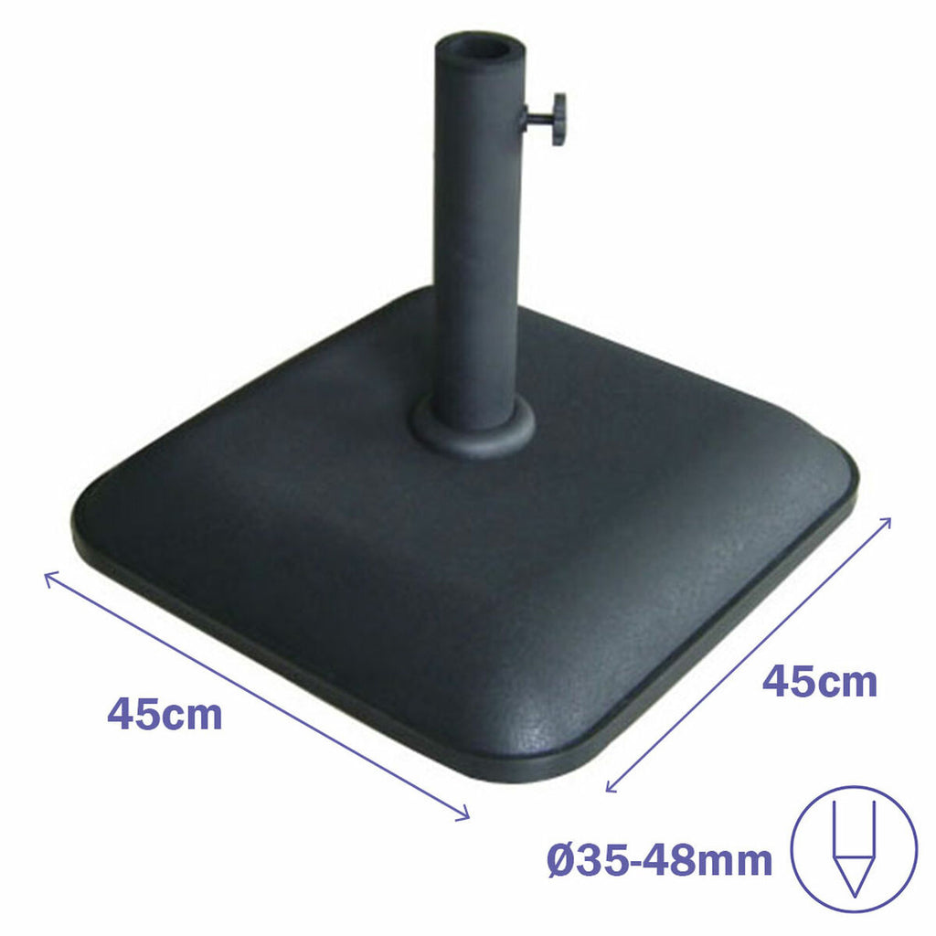 Marbueno Quadratischer Sonnenschirmständer aus Zement 25KG Schwarz Garten Pool Terrace