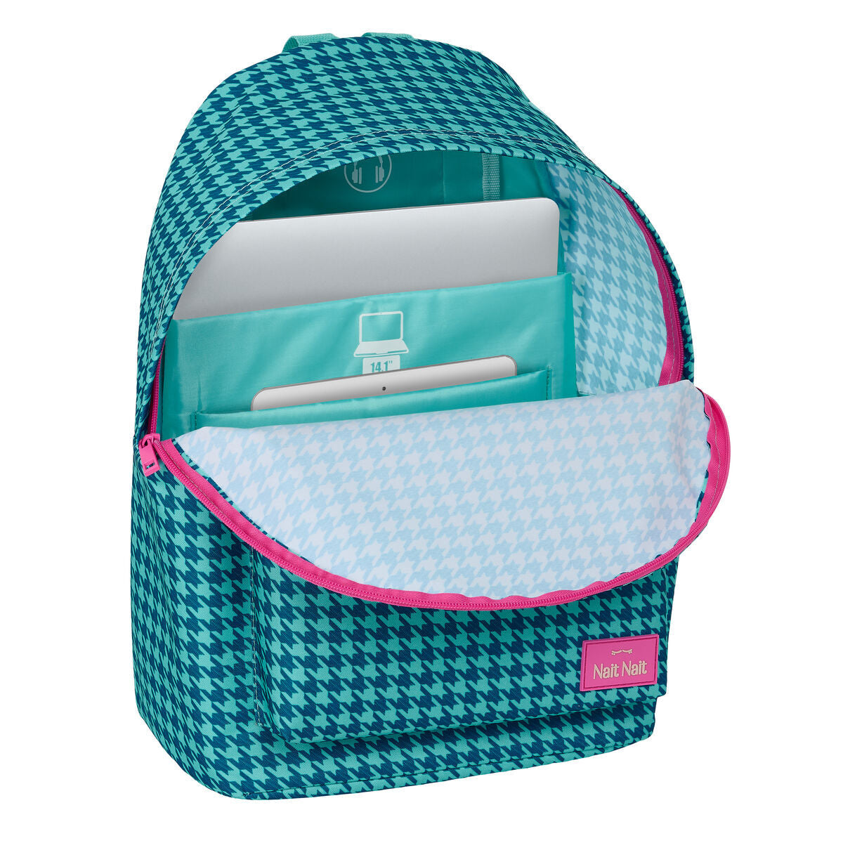 Laptop-Rucksack Nait Hahnentritt Grün 31 x 41 x 16 cm
