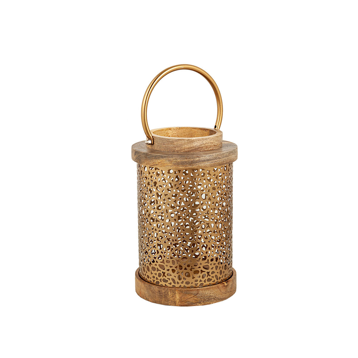 Lantern Romimex Braun Goldfarben Holz Metall – Produktbild 1