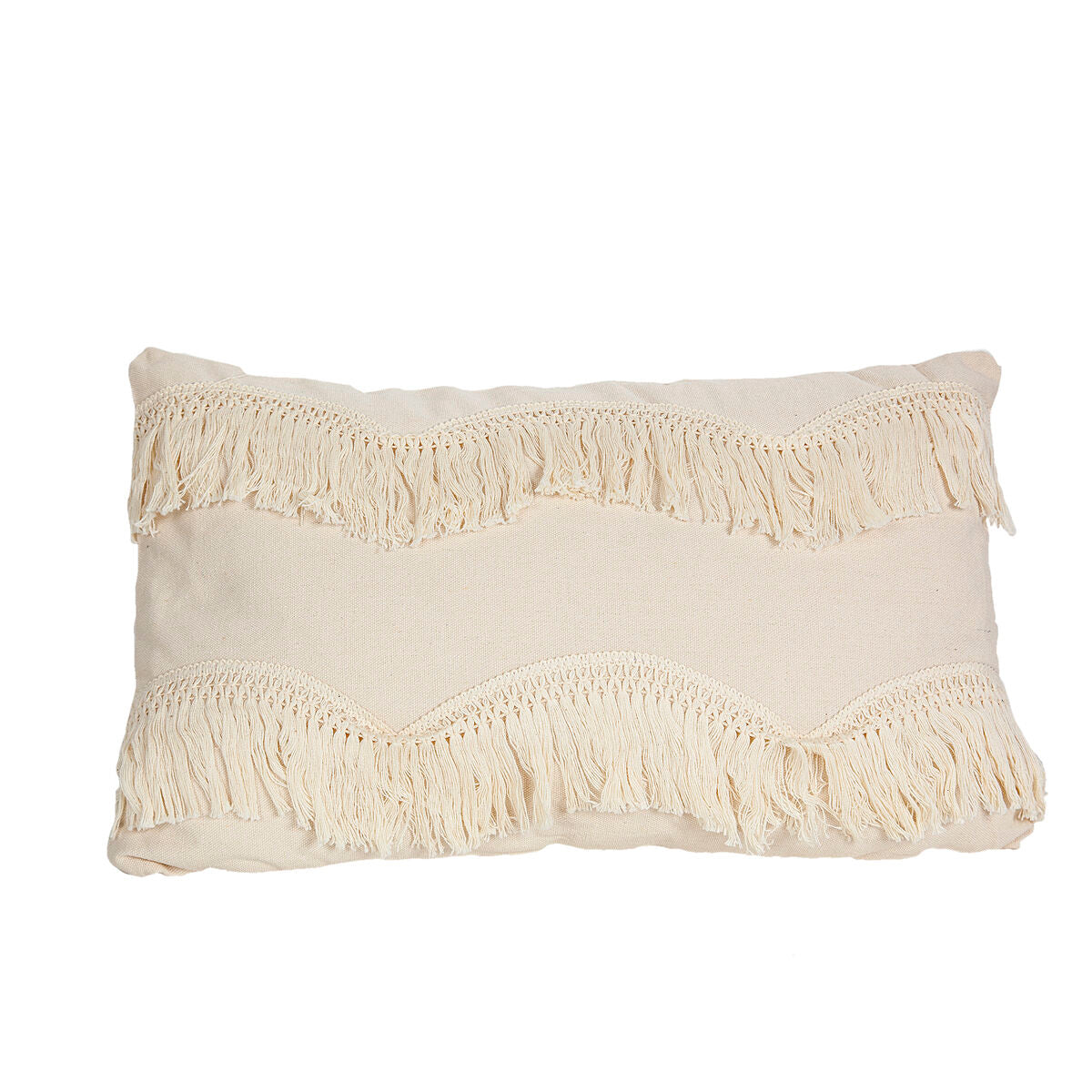 Cushion Romimex Weiß With tassles – Produktbild 1