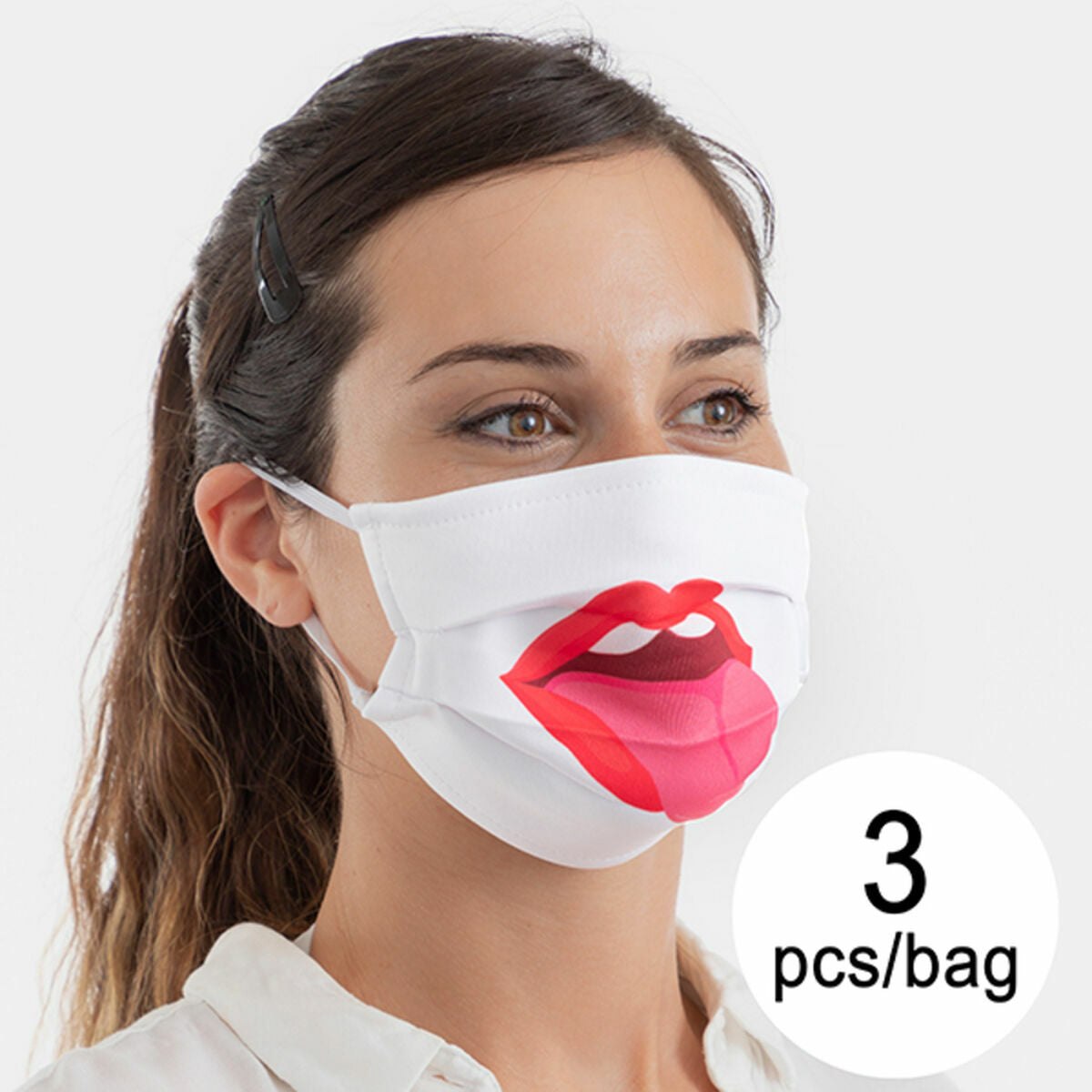 Hygienic Reusable Fabric Mask Tongue Luanvi Size M Pack of 3 Stück – Produktbild 1