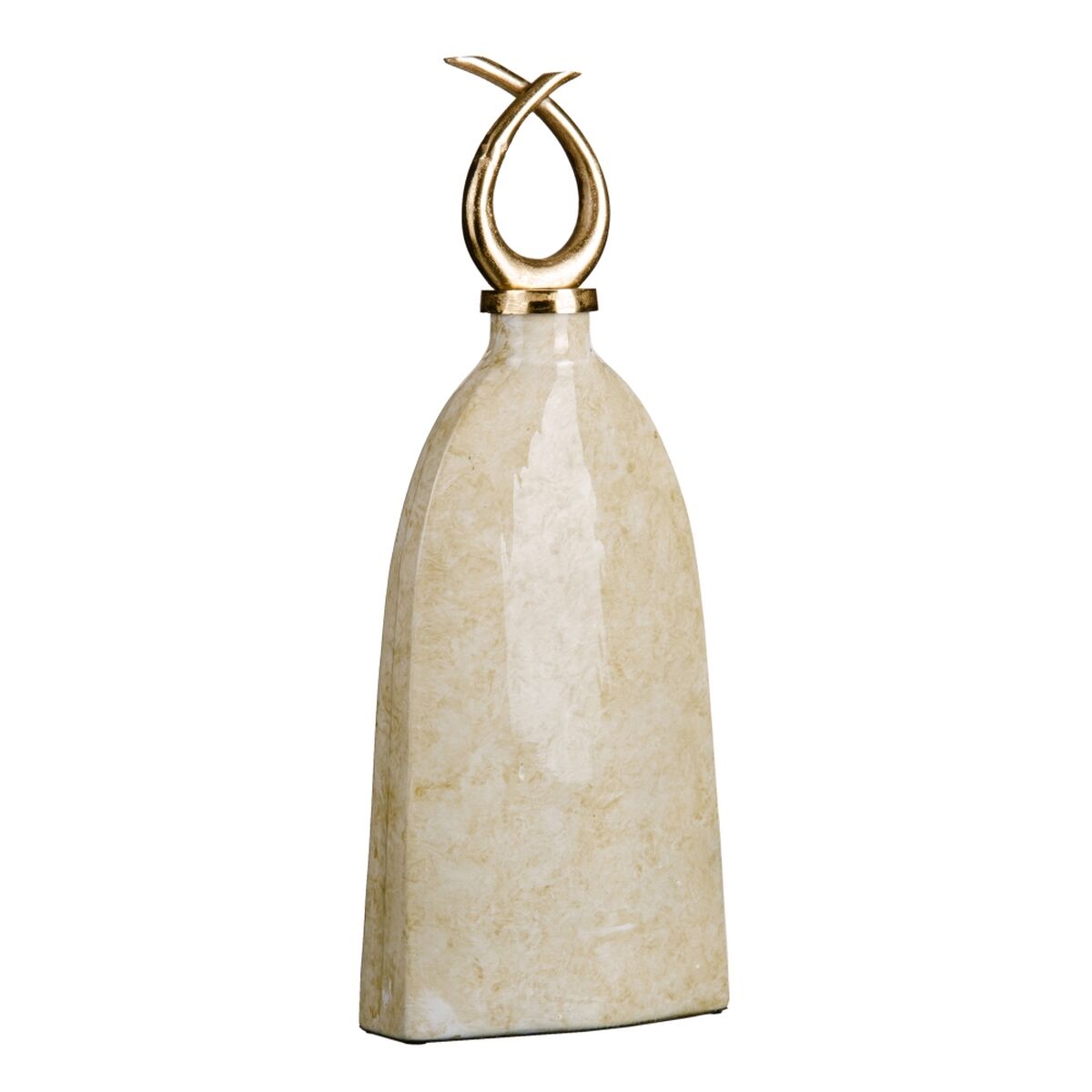 Vase 24 x 13 x 64 cm Crystal Goldfarben Metall Weiß – Produktbild 1