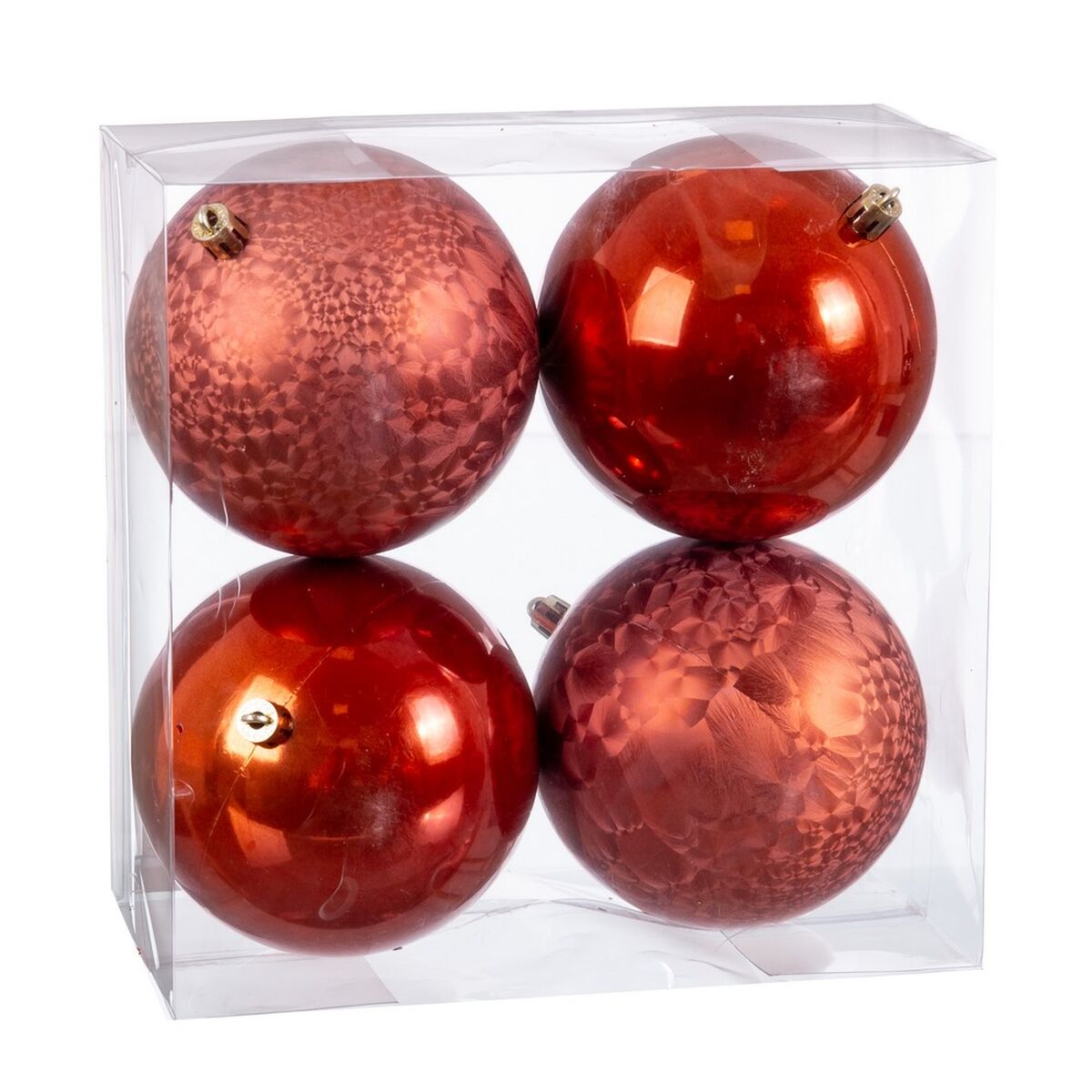 Christmas Baubles Copper Kunststoff 10 x 10 x 10 cm (4 Stück) – Produktbild 1