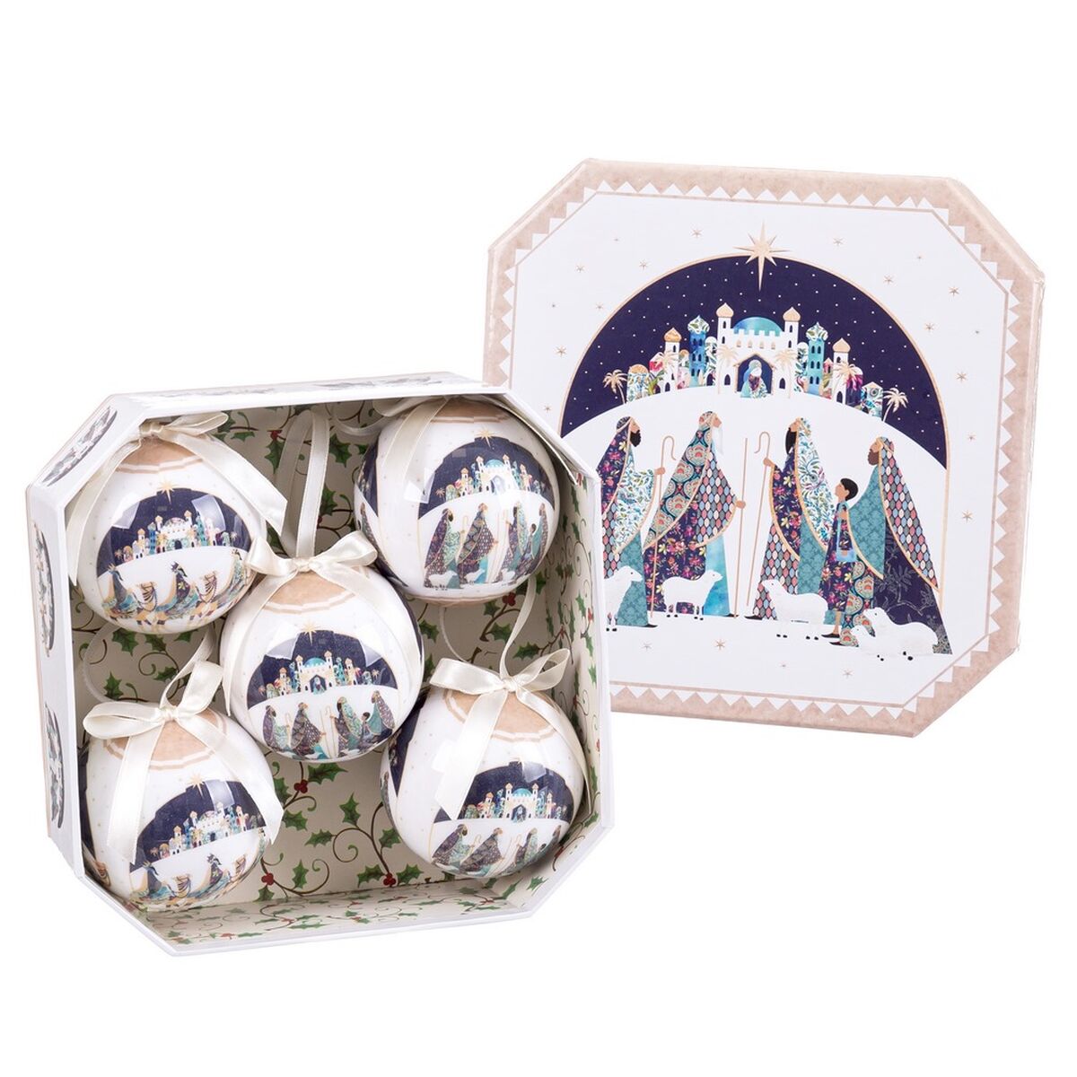 Christmas Baubles Mehrfarbig Polyfoam Three Kings 7,5 x 7,5 x 7,5 cm (5 Stück) – Produktbild 1