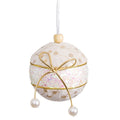 Weihnachtskugeln Weiß Gold Polyfoam Stoff Lasso