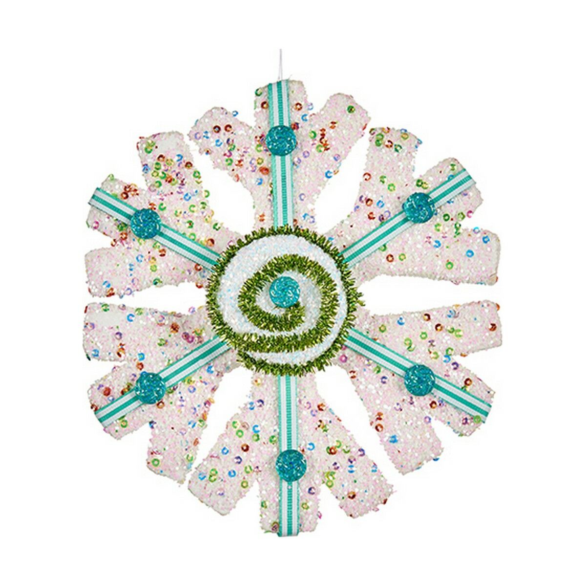 Christmas bauble Krist+ Blau Weiß Grün Snowflakes 17 x 6 x 17 cm – Produktbild 1