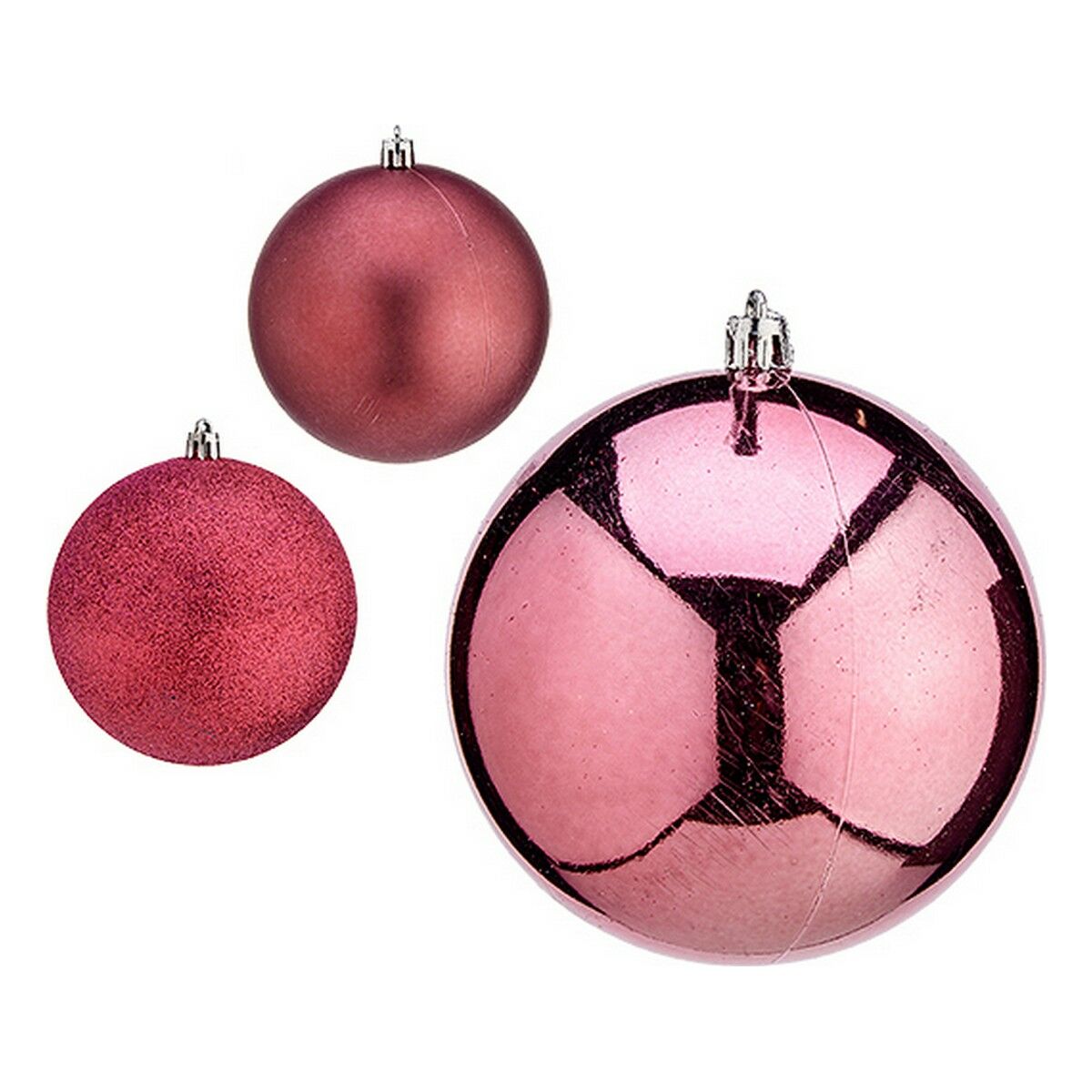 Christmas Baubles Krist+ Rosa Kunststoff Ø 10 cm 6 Stück – Produktbild 1