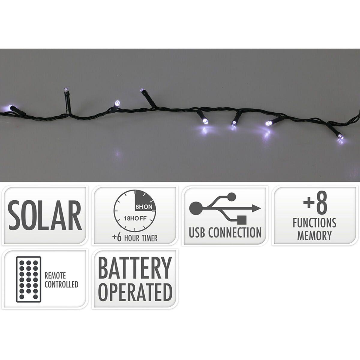 Lifetime Kranz aus LED-Leuchtes Cool Weiß 10 m Solar