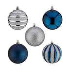 Krist+ Weihnachtskugel-Set HM20087-061/003 Blau Silber Kunststoff Ø 6 cm