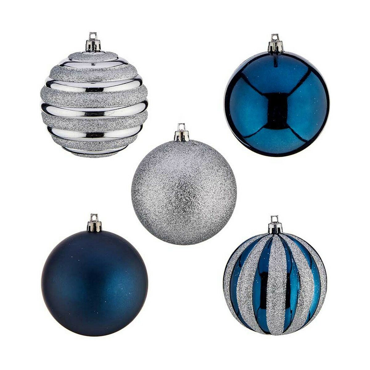 Krist+ Weihnachtskugel-Set HM20087-061/003 Blau Silber Kunststoff Ø 6 cm