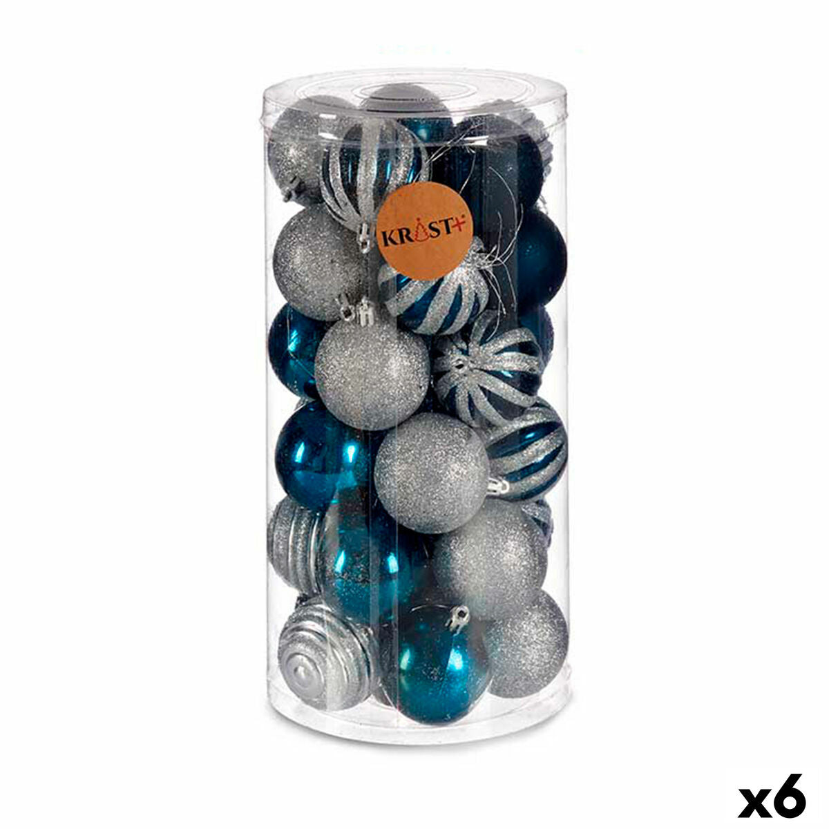 Set of Christmas balls Krist+ HM20087-061/003 Blau Silberfarben Kunststoff Ø 6 cm (6 Stück) – Produktbild 1