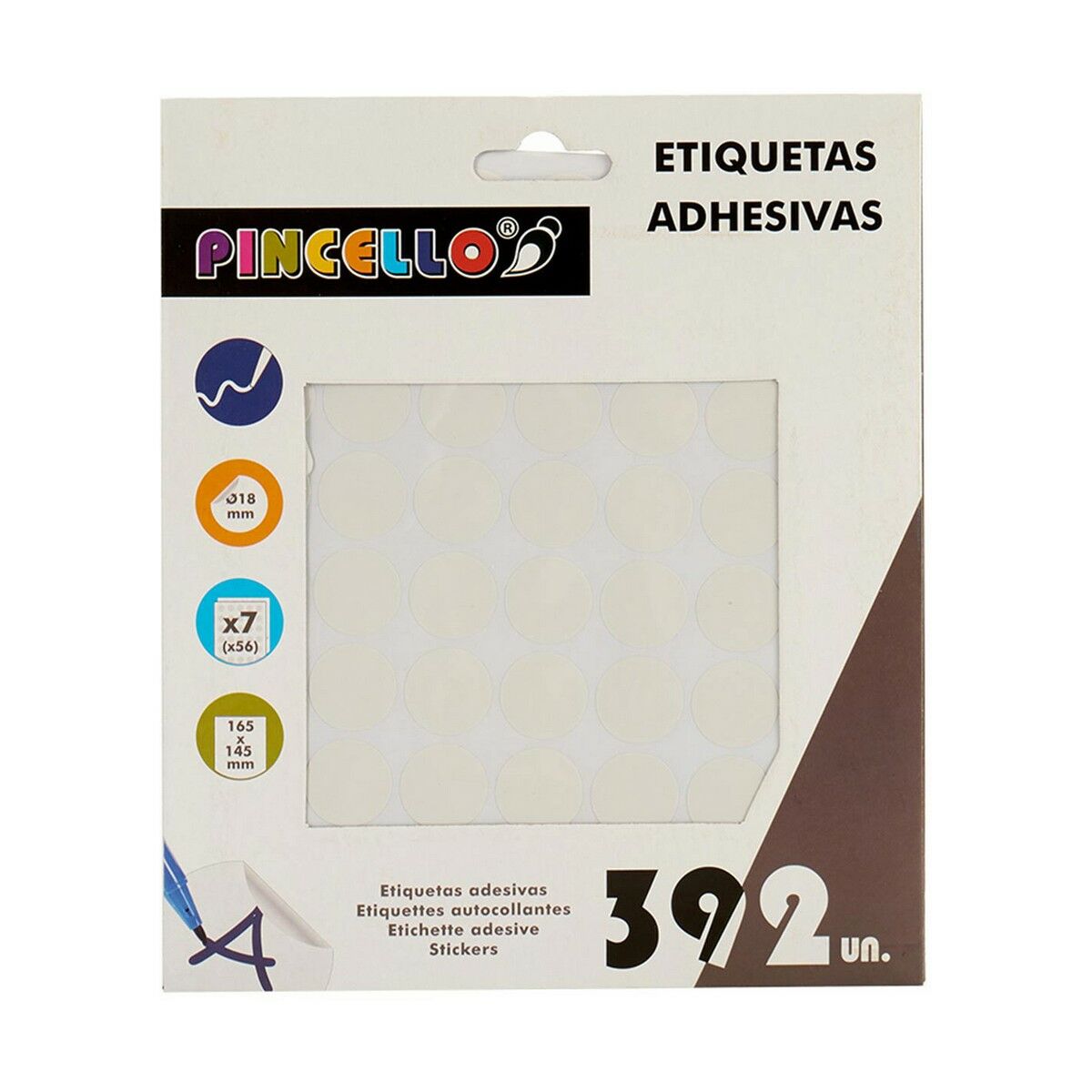 Pincello Klebeetiketten Weiß Ø 18 mm