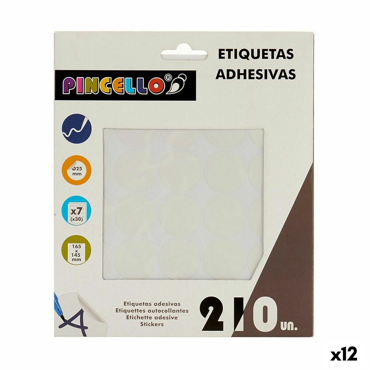Adhesive labels Pincello Weiß Ø 25 mm 17 x 4 x 19 cm (12 Stück) – Produktbild 1