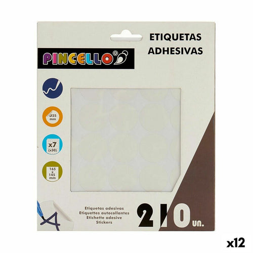 Adhesive labels Pincello Weiß Ø 25 mm 17 x 4 x 19 cm (12 Stück) – Produktbild 1