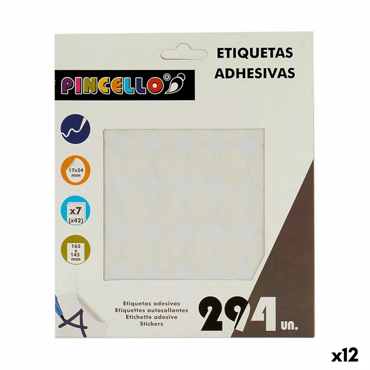 Adhesive labels Pincello Weiß 17 x 4 x 19 cm 17 x 24 mm Oval (12 Stück) – Produktbild 1