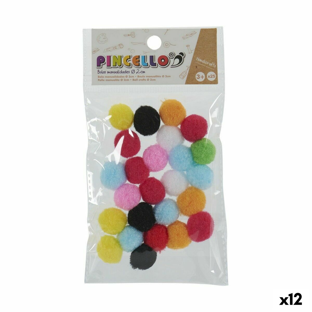 Materials for Handicrafts Pincello Balls Mehrfarbig Ø 2 cm 12 Stück – Produktbild 1