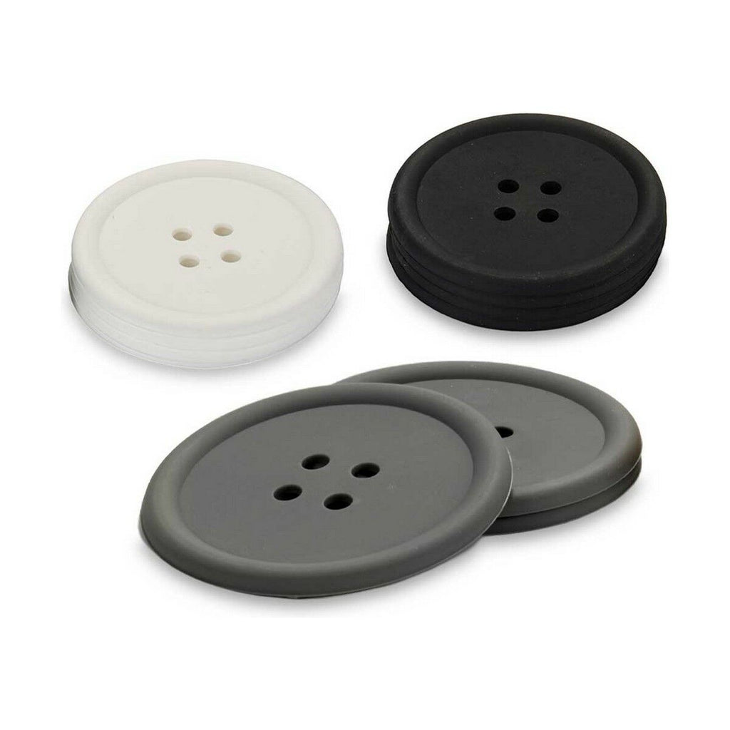 Kinvara Coasters Weiß Schwarz Grau Silikon Kunststoff Button Set (2