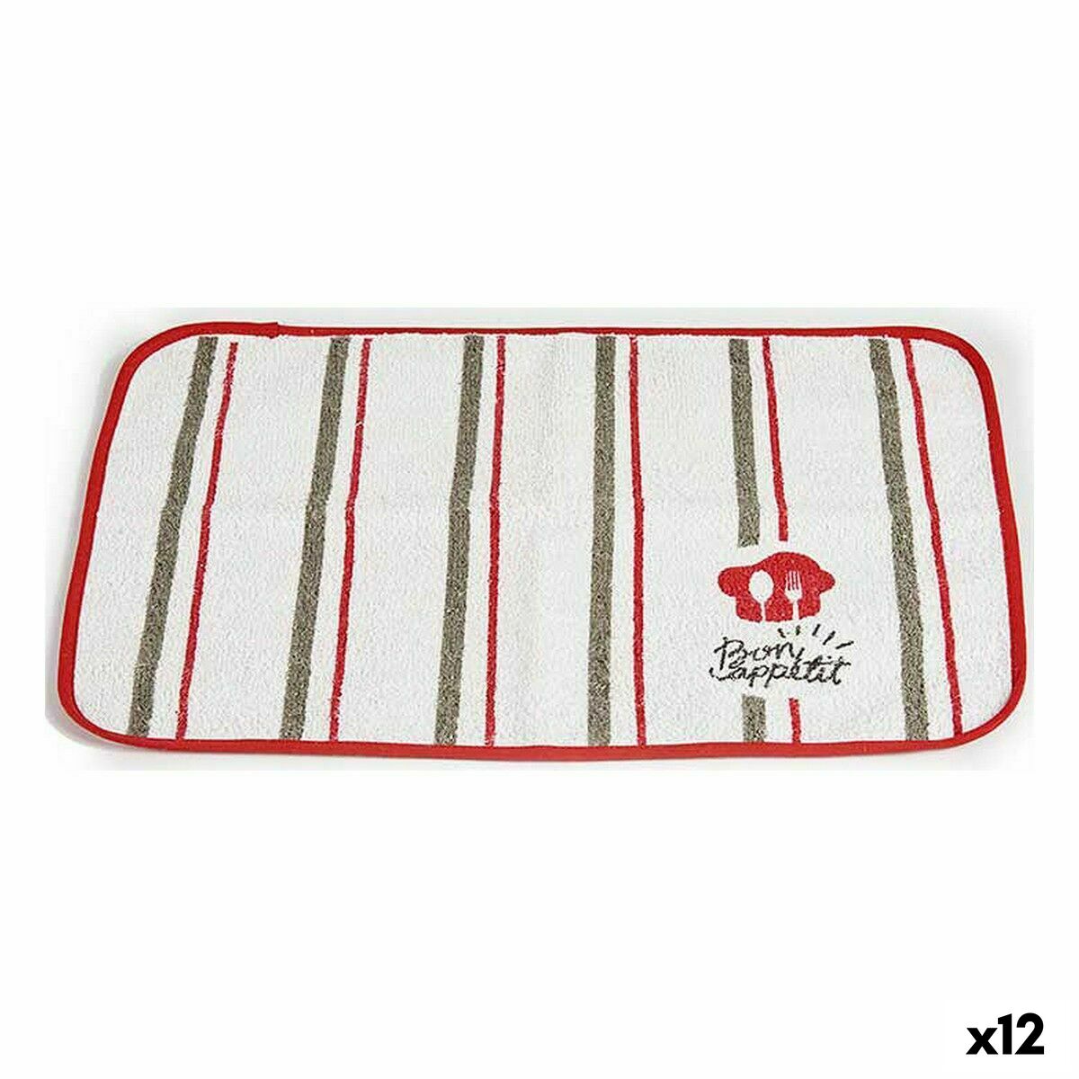 Table Mat Kinvara Bon Appetit Weiß Rot 33 x 0,3 x 48 cm (12 Stück) – Produktbild 1